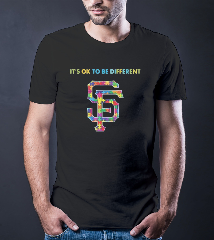 MLB San Francisco Giants It's OK To Be Different Autism Puzzle Pattern T-Shirt