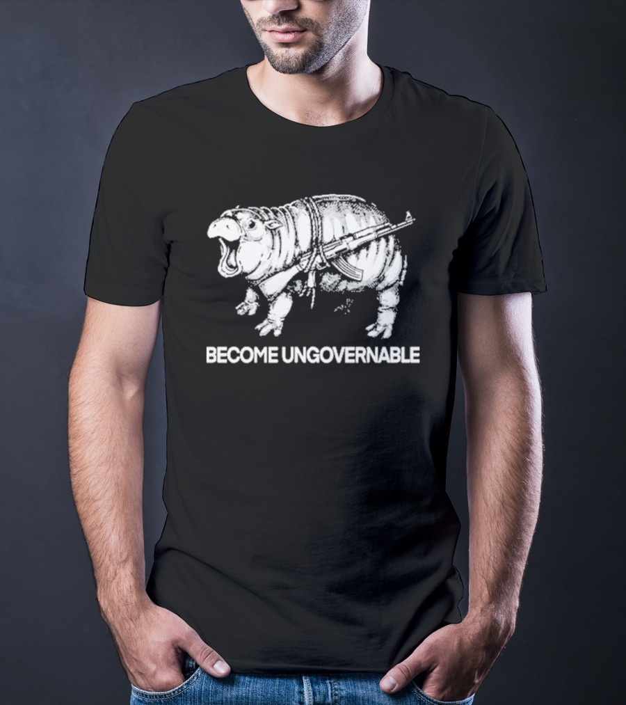 Moo Dang Hippo With Rifle Become Ungovernable T-Shirt