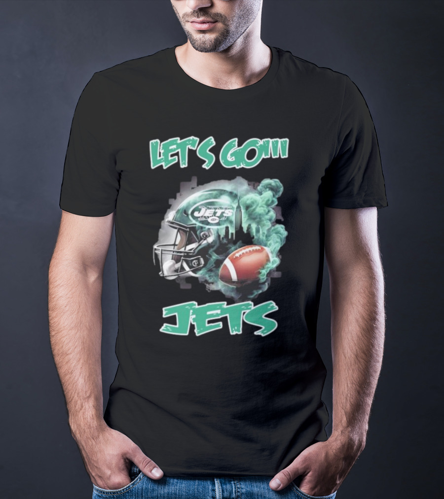 Let’s Go New York Jets Vintage Helmet And Football T-Shirt