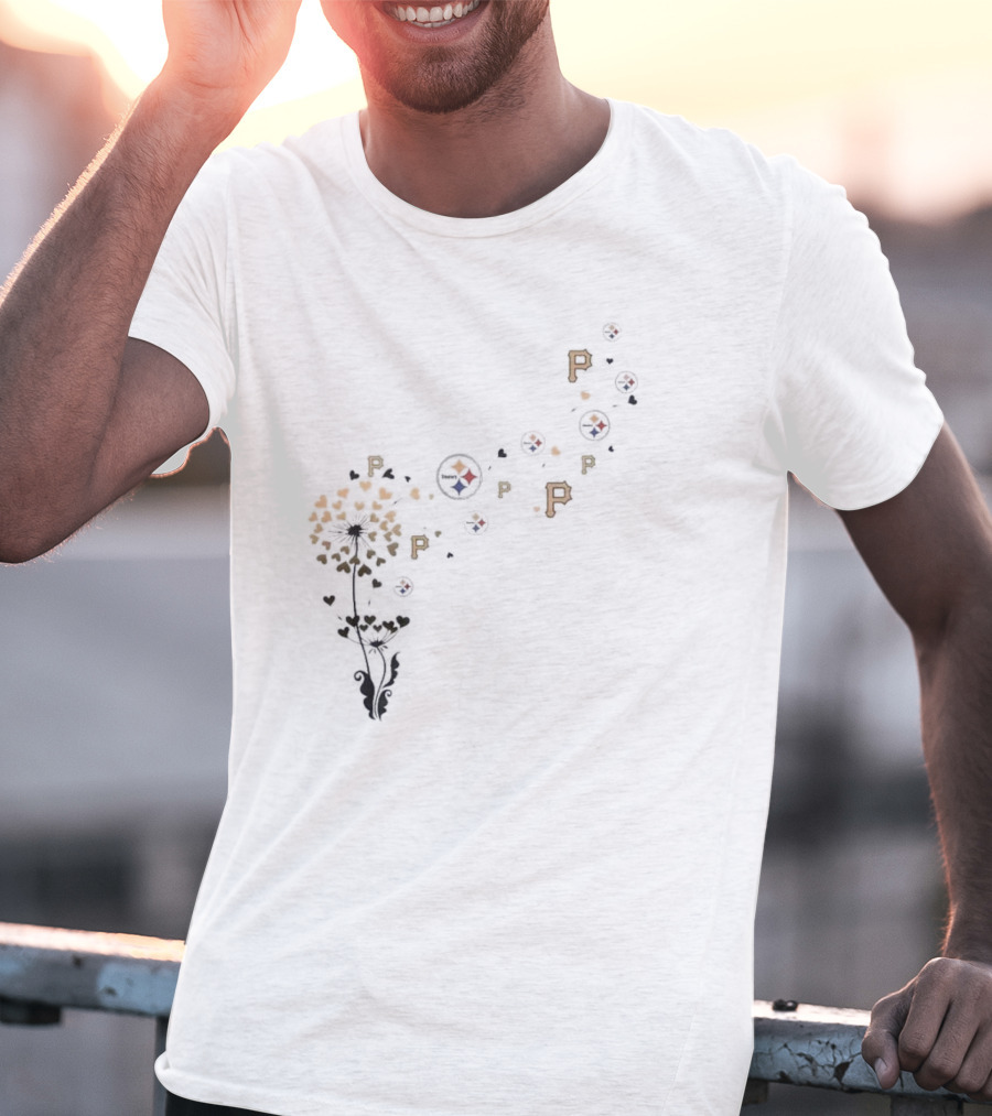 Pittsburgh Sports Teams Icons With Floral Dandelion Elements T-Shirt