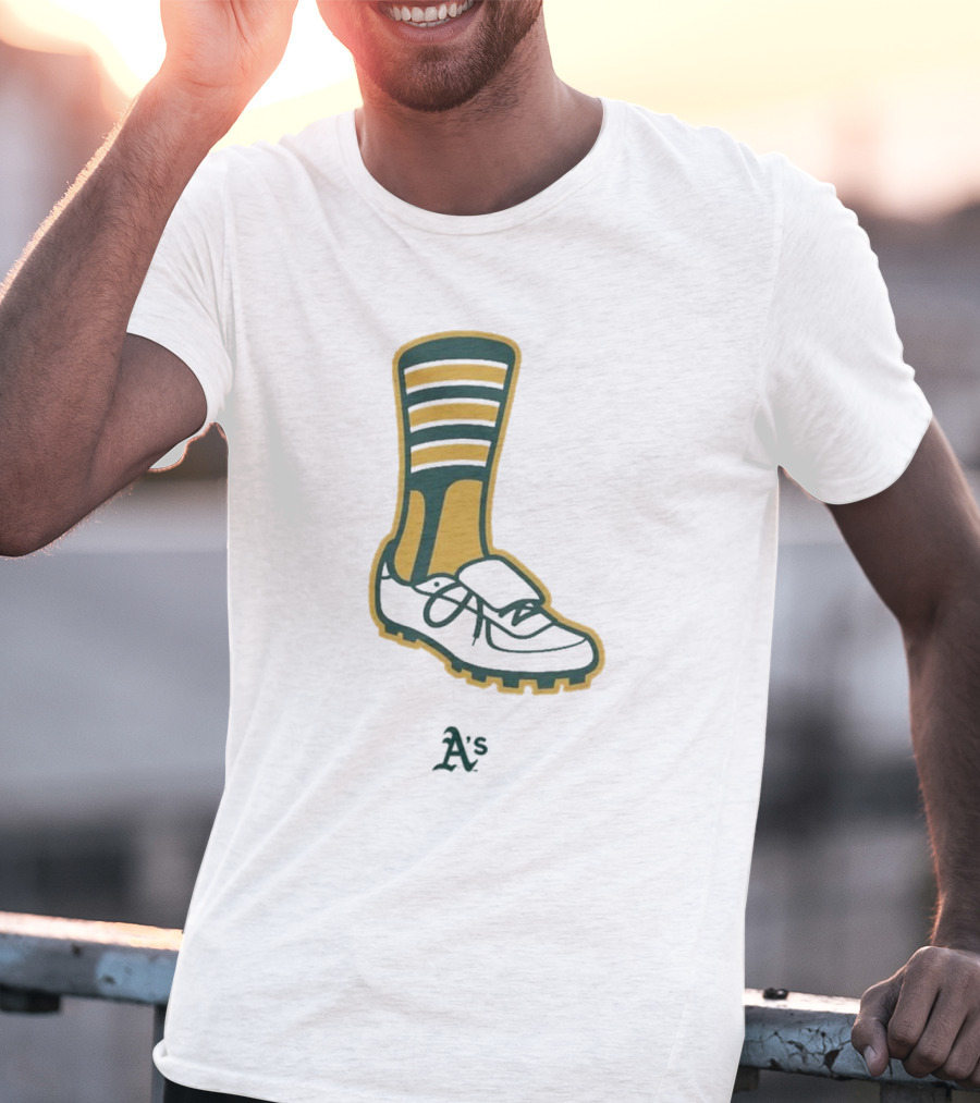 Oakland Athletics A's Iconic Green And Gold Footwear T-Shirt