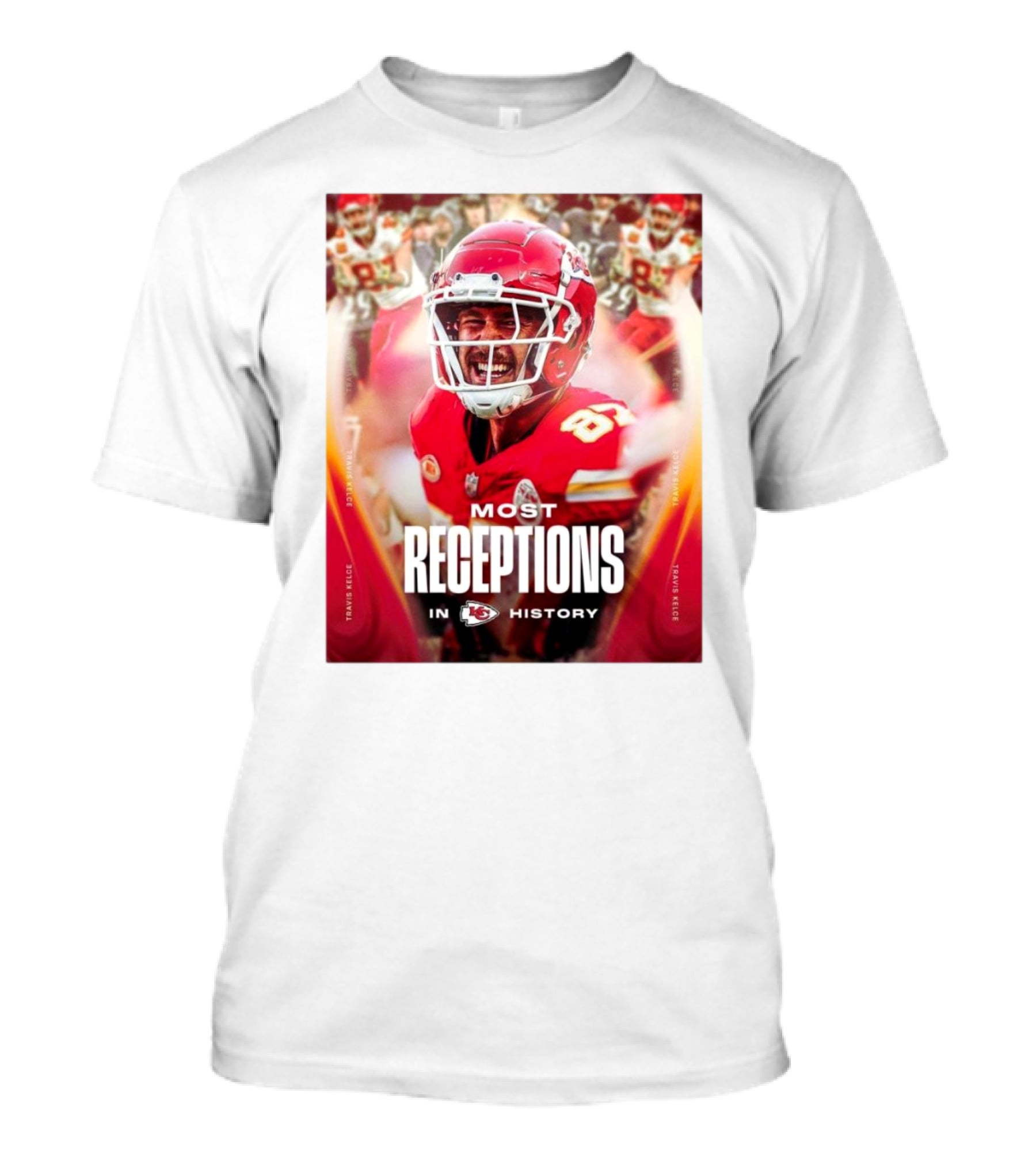 Kansas City Chiefs Travis Kelce Most Receptions In KC Chiefs History NFL Record T-Shirt