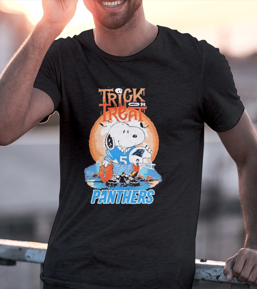 Trick Or Treat Snoopy Panthers Carolina NFL Inspired T-Shirt