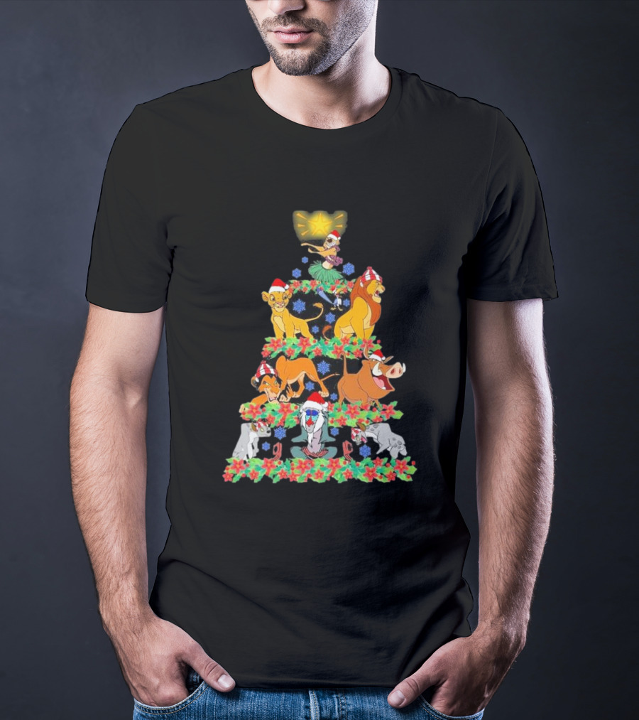 Lion King Characters Christmas Tree Very Merry Xmas Party T-Shirt