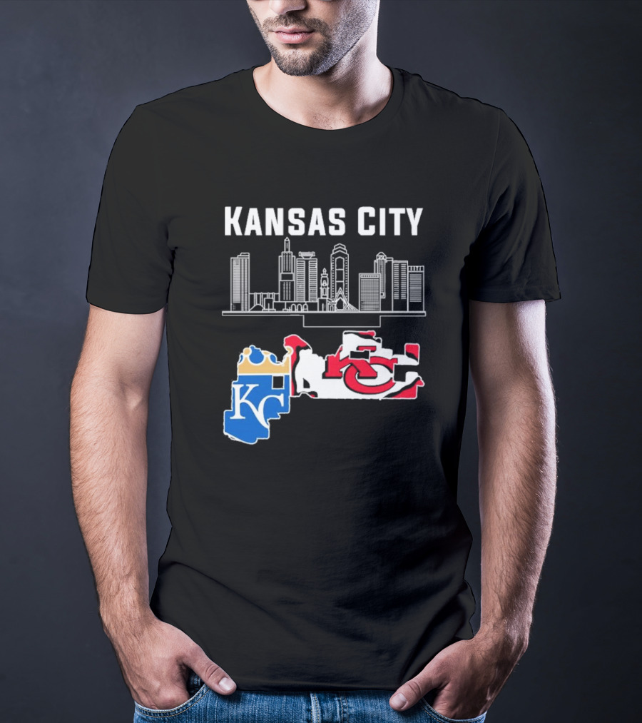 Kansas City Skyline With Chiefs And Royals T-Shirt