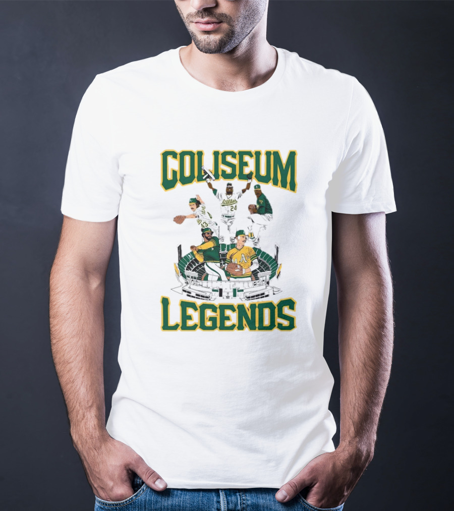 Oakland Athletics A’s Coliseum Legends Baseball Players Caricature T-Shirt