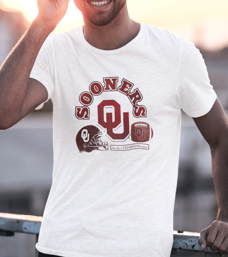Oklahoma Sooners OU Helmet Football Play Like A Champion Today T-Shirt