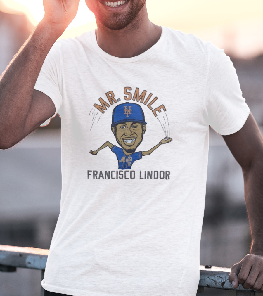 Mr. Smile New York Mets Francisco Lindor Caricature T-Shirt