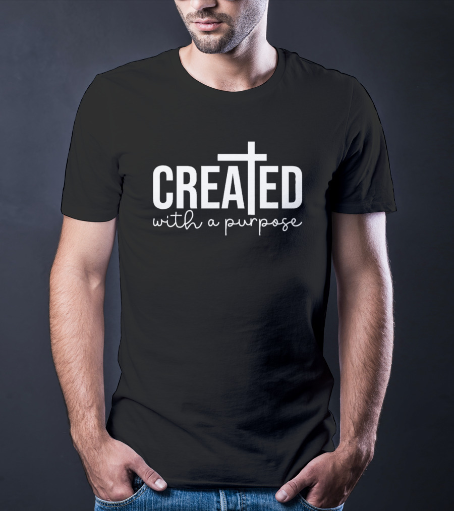 Created With A Purpose Christian Teacher Cross T-Shirt