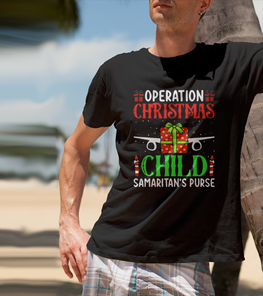 Operation Christmas Child Samaritan's Purse Airplane Gift Box Candles T-Shirt
