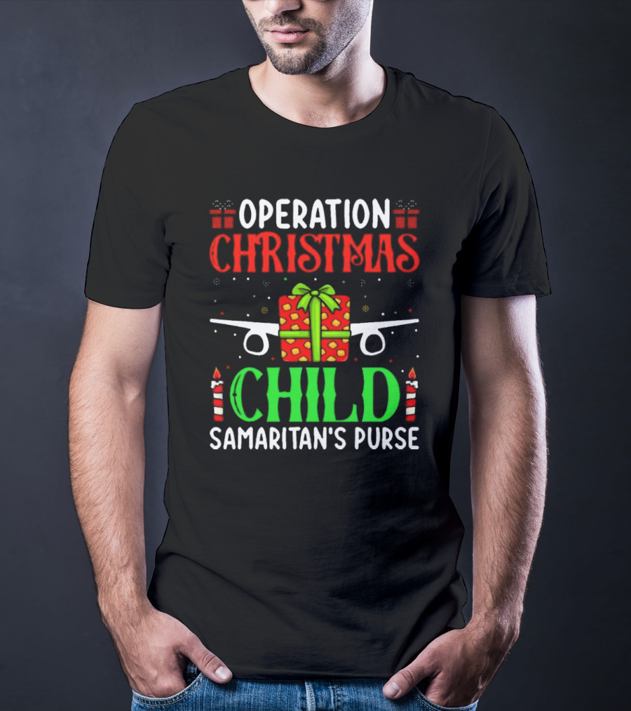 Operation Christmas Child Samaritan's Purse Airplane Gift Box Candles T-Shirt