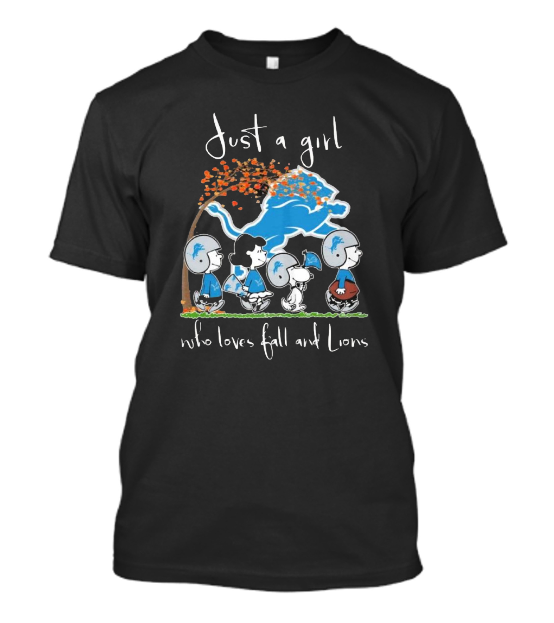 Just A Girl Who Loves Fall And Lions Peanuts Characters T-Shirt