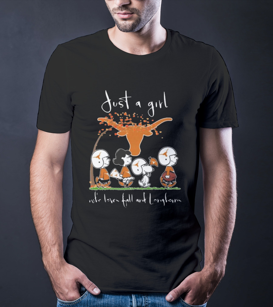 Peanuts Characters Just A Girl Who Loves Fall And Longhorns T-Shirt