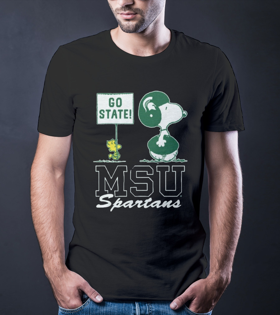Peanuts Snoopy Woodstock MSU Spartans Go State T-Shirt