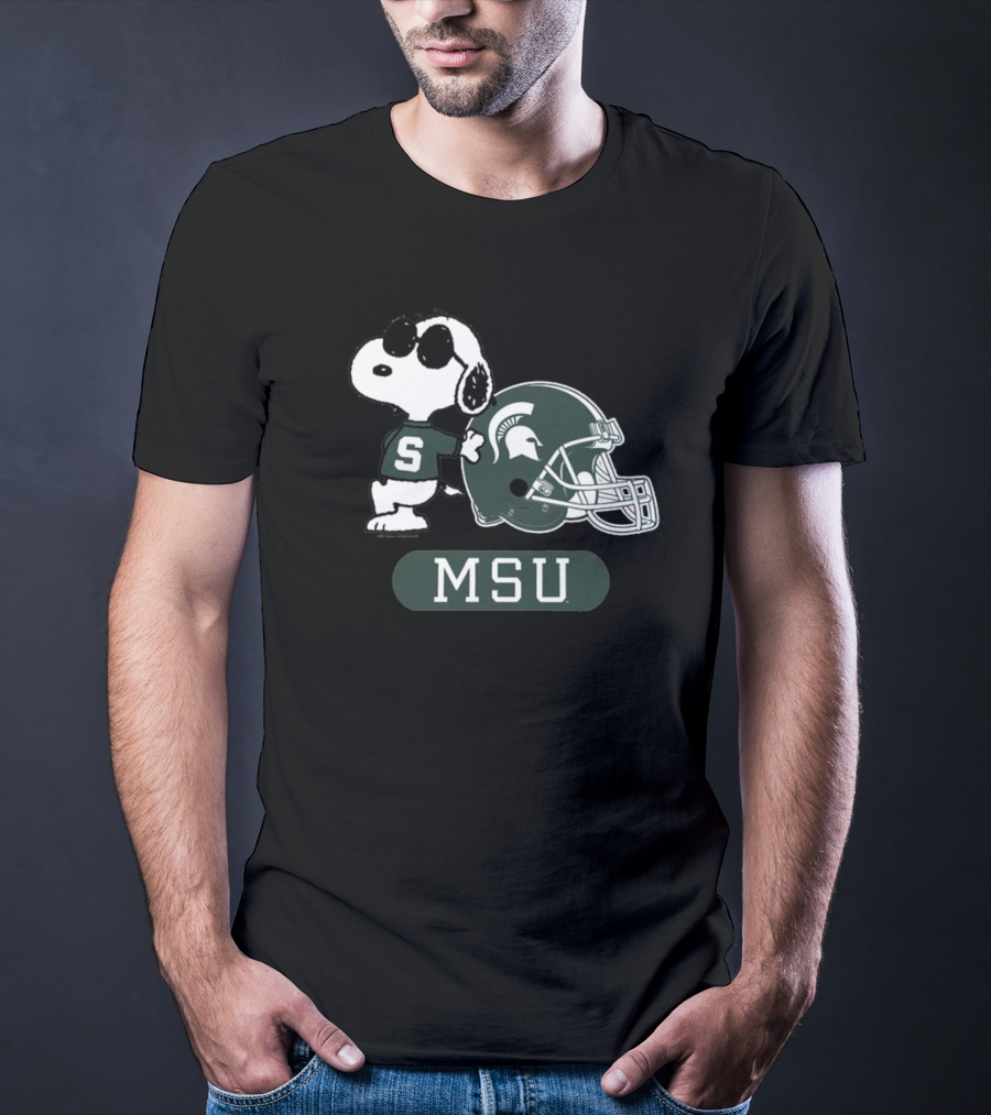 Peanuts Snoopy Joe Cool MSU Michigan State Spartans Football T-Shirt