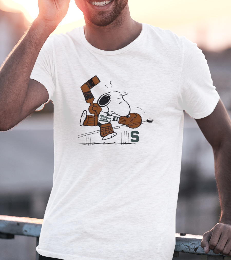 Snoopy Playing Goalie Hockey Peanuts Michigan State S T-Shirt