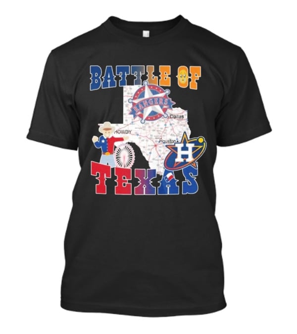 Battle Of Texas Rangers Astros Map T-Shirt