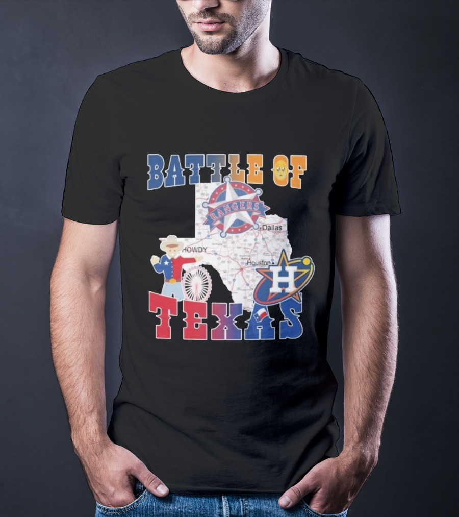 Battle Of Texas Rangers Astros Map T-Shirt
