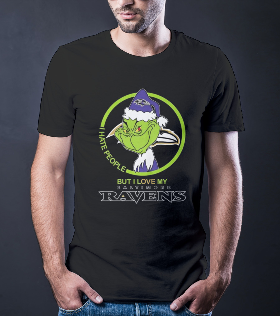 Grinch I Hate People Love My Baltimore Ravens T-Shirt