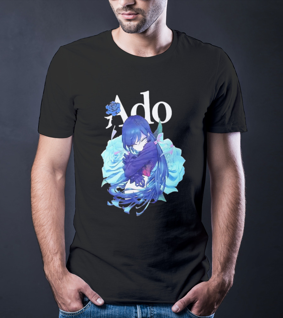 Ado Roses Pose Blue Hair Art Japanese Singer Anime T-Shirt