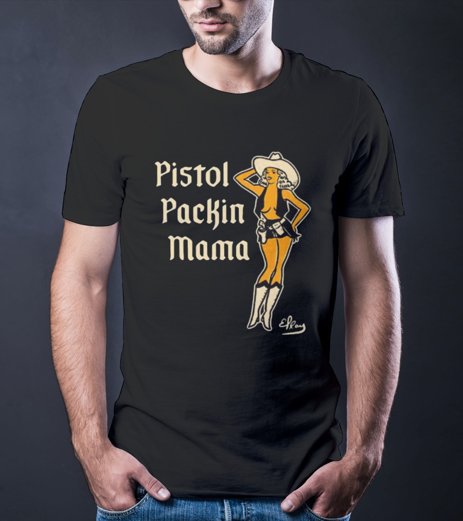 Elrayartist Pistol Packin’ Mama Vintage Cowgirl T-Shirt