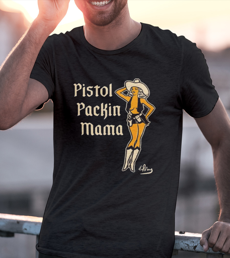 Elrayartist Pistol Packin’ Mama Vintage Cowgirl T-Shirt