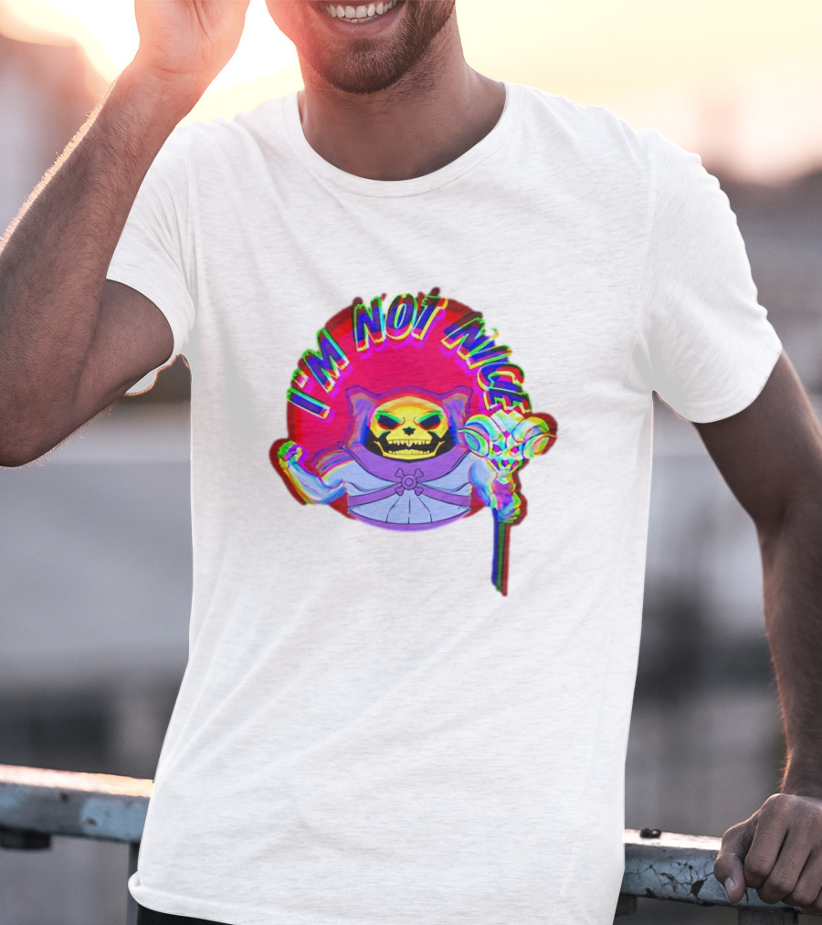 I'm Not Nice Glitch Skull Staff Villain T-Shirt