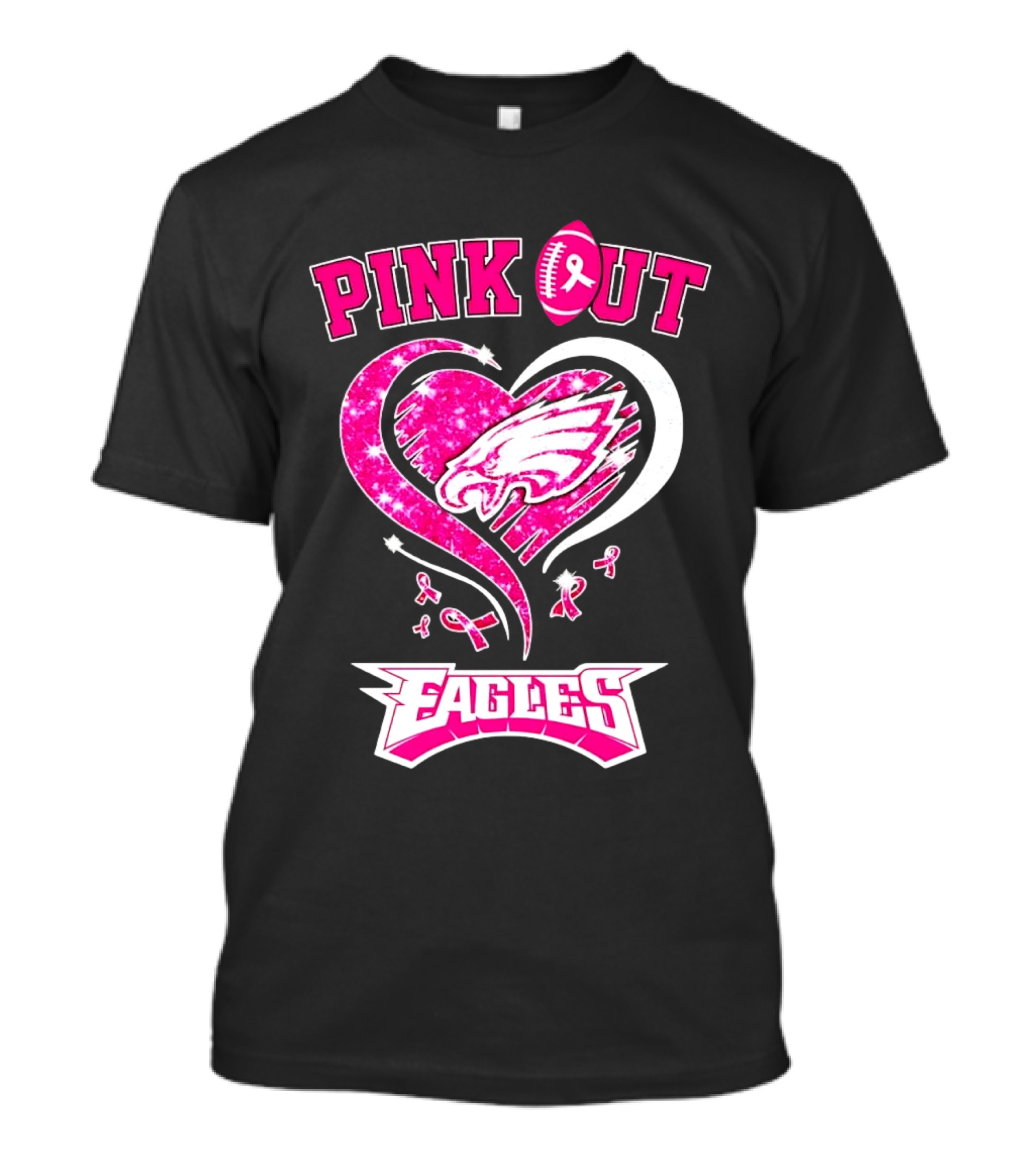 Philadelphia Eagles Pink Out Breast Cancer Awareness Heart T-Shirt