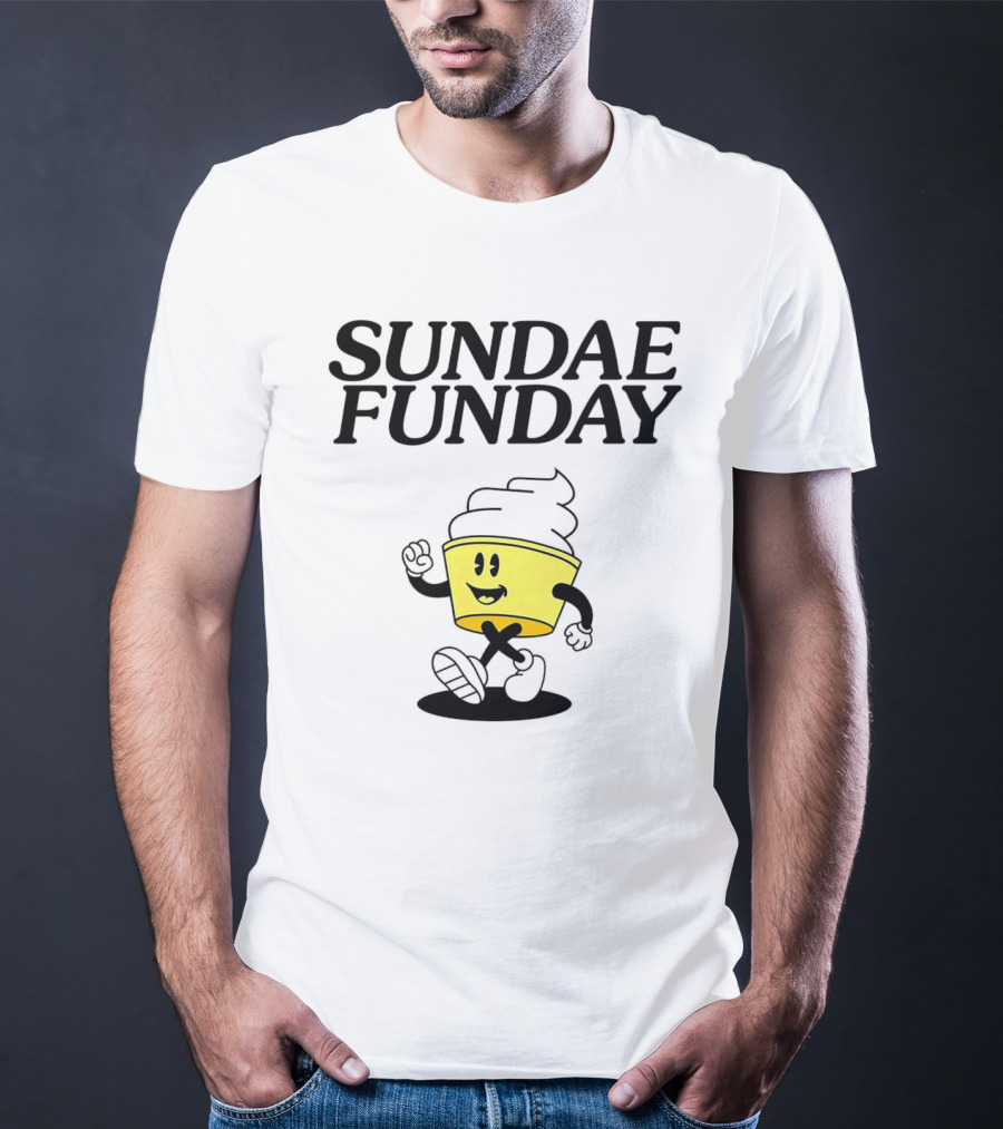 Sundae Funday Smiley Face Walking Ice Cream Cup T-Shirt