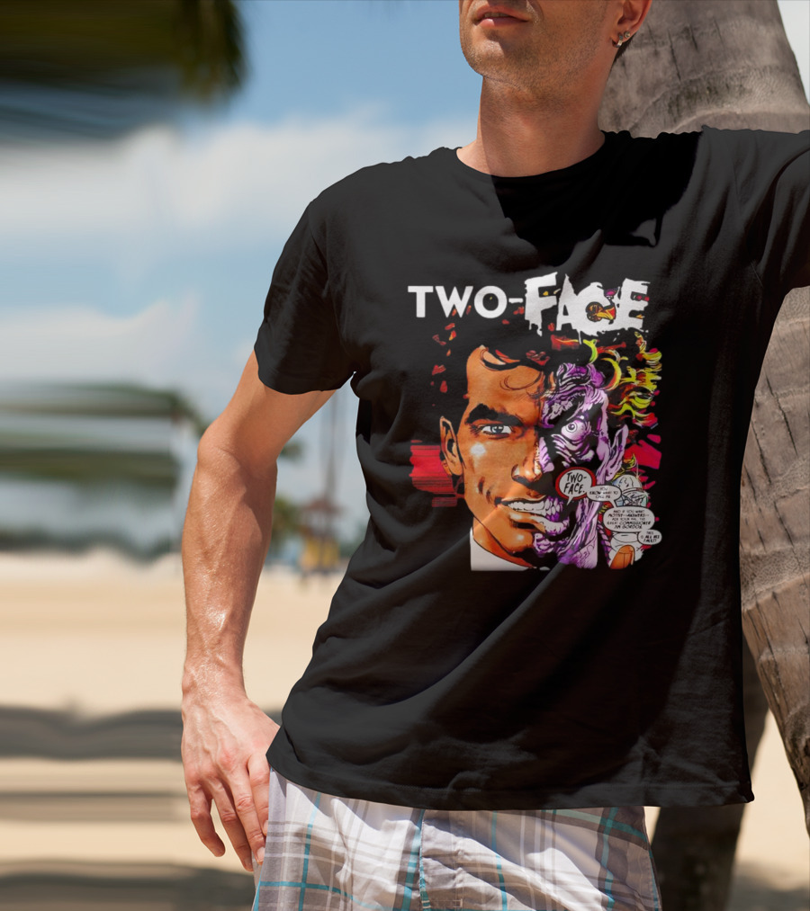 TWO-FACE DC Comics Character Split Face Villain Text Bubble T-Shirt