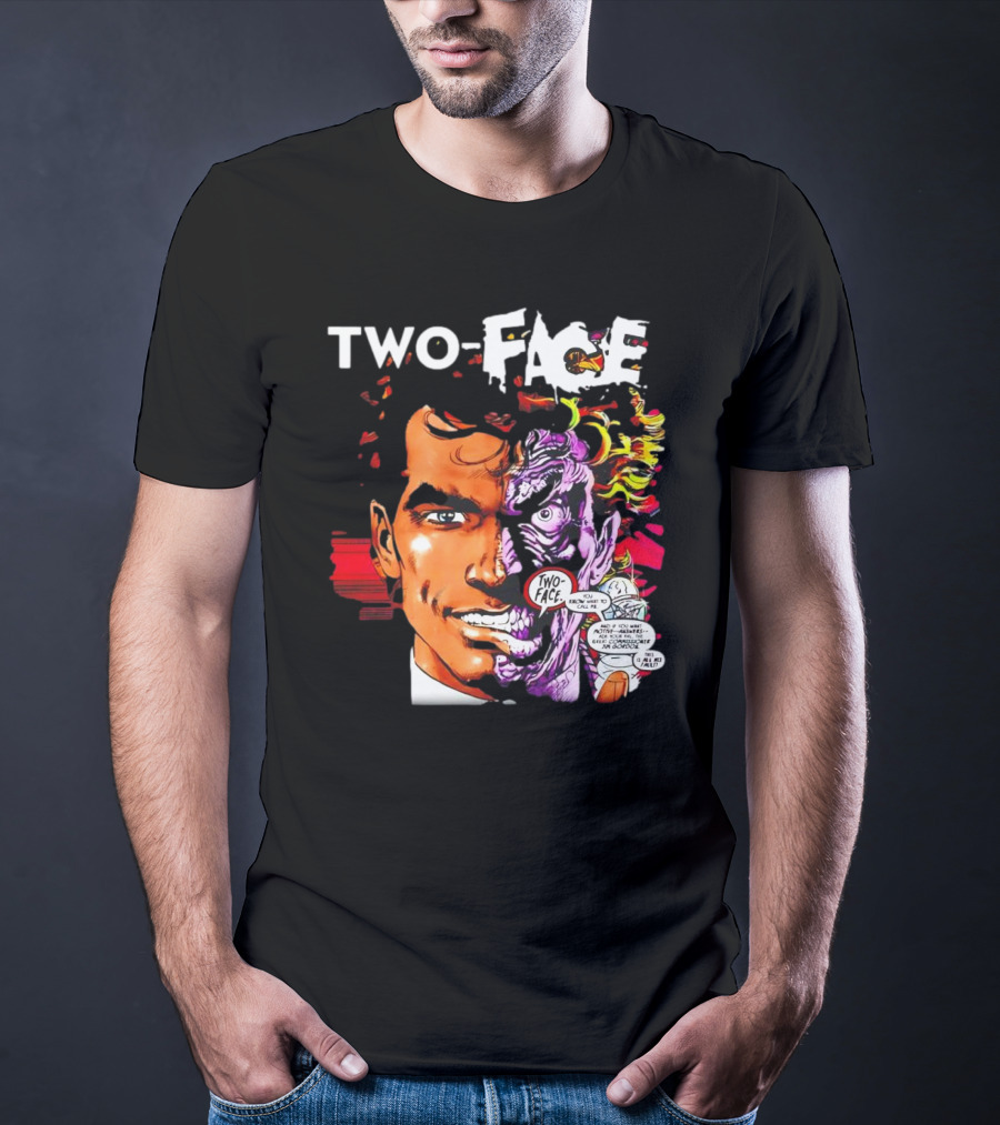 TWO-FACE DC Comics Character Split Face Villain Text Bubble T-Shirt