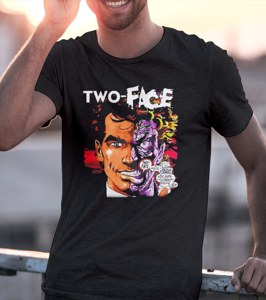 TWO-FACE DC Comics Character Split Face Villain Text Bubble T-Shirt