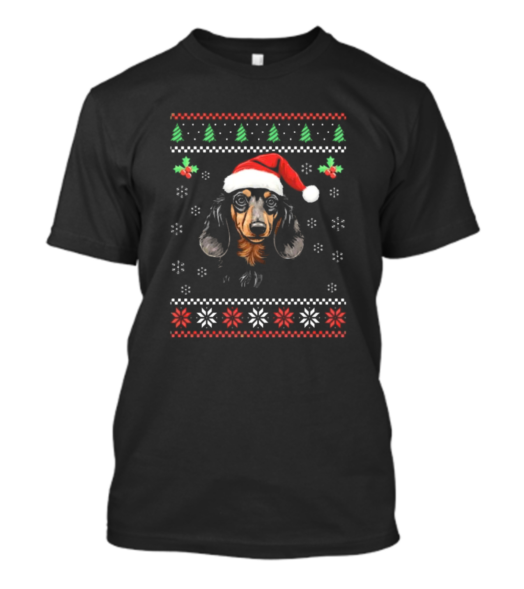 Dachshund Dog Santa Hat Ugly Christmas T-Shirt