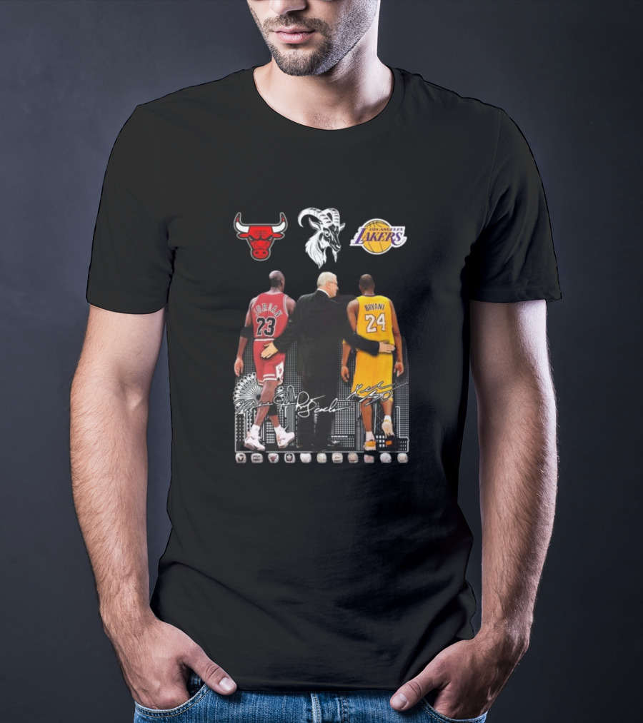 Michael Jordan Kobe Bryant Phil Jackson Chicago Bulls Lakers Legend Signatures T-Shirt