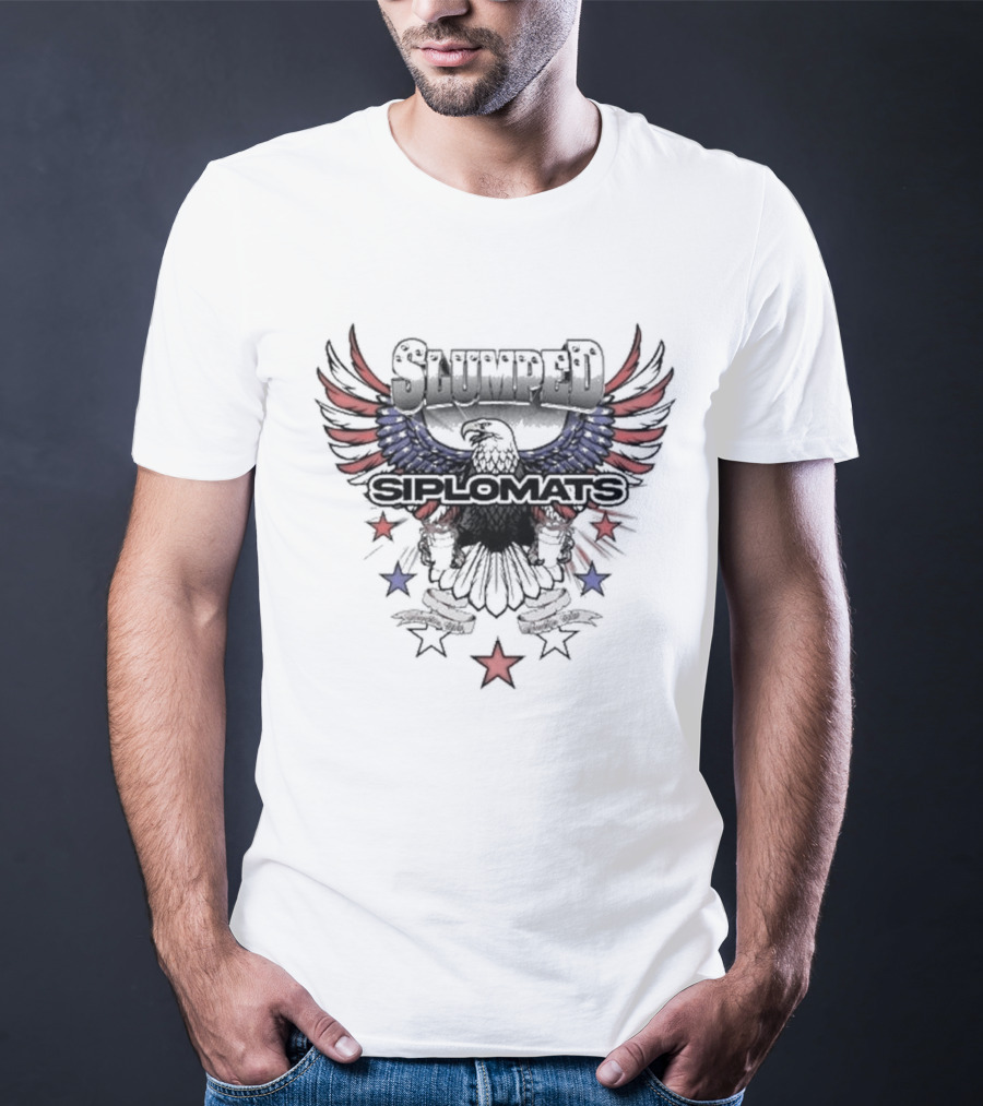 Slumped Siplomats Eagle Wings Red Blue Stars T-Shirt