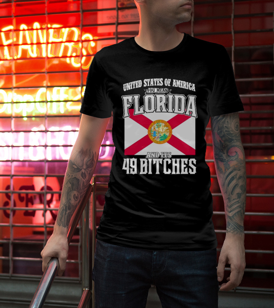 United States Of America You Mean Florida And Its 49 Bitches Flag T-Shirt