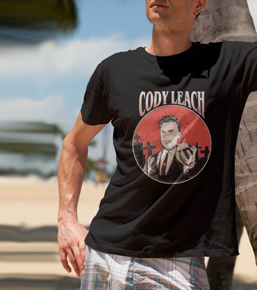 Cody Leach Red Background Graveyard Scene T-Shirt