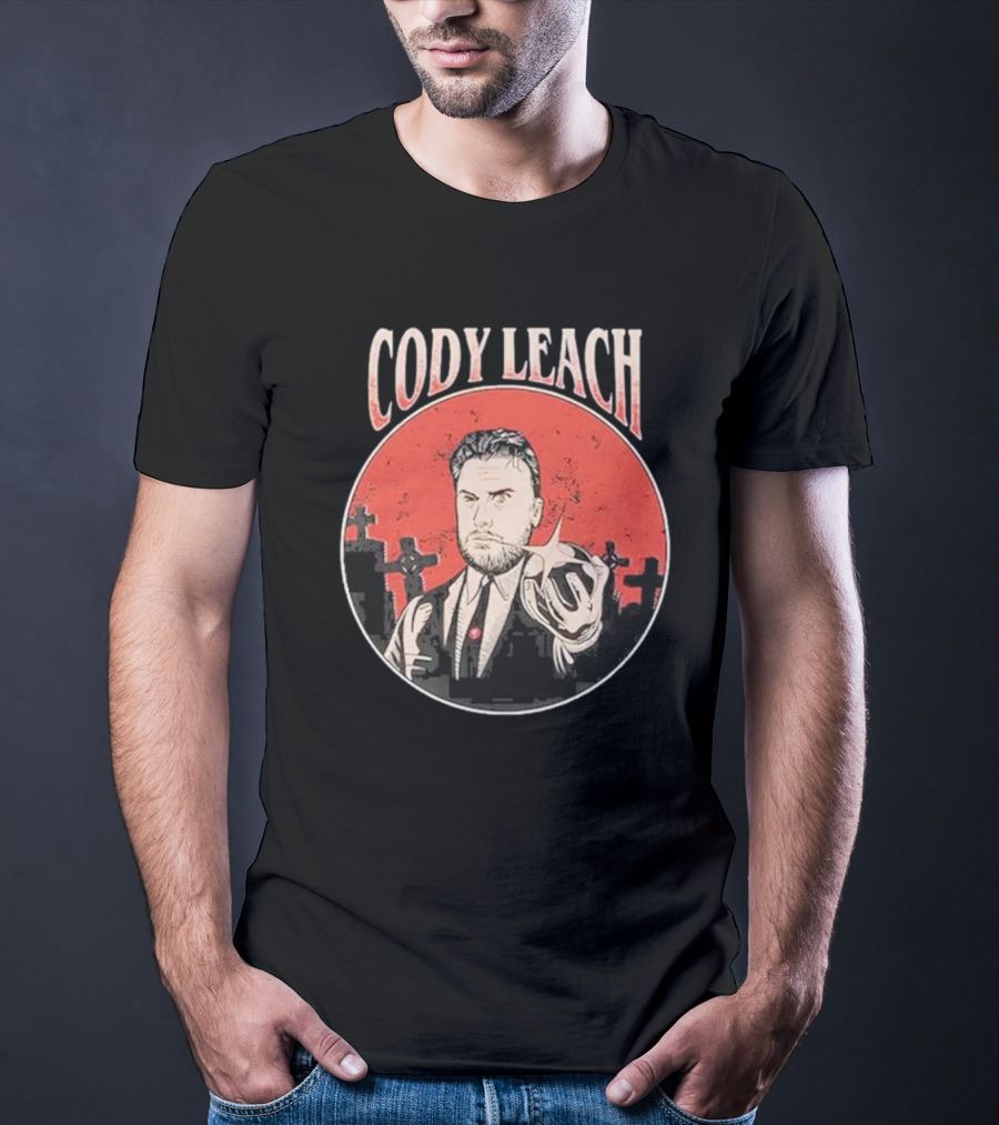 Cody Leach Red Background Graveyard Scene T-Shirt