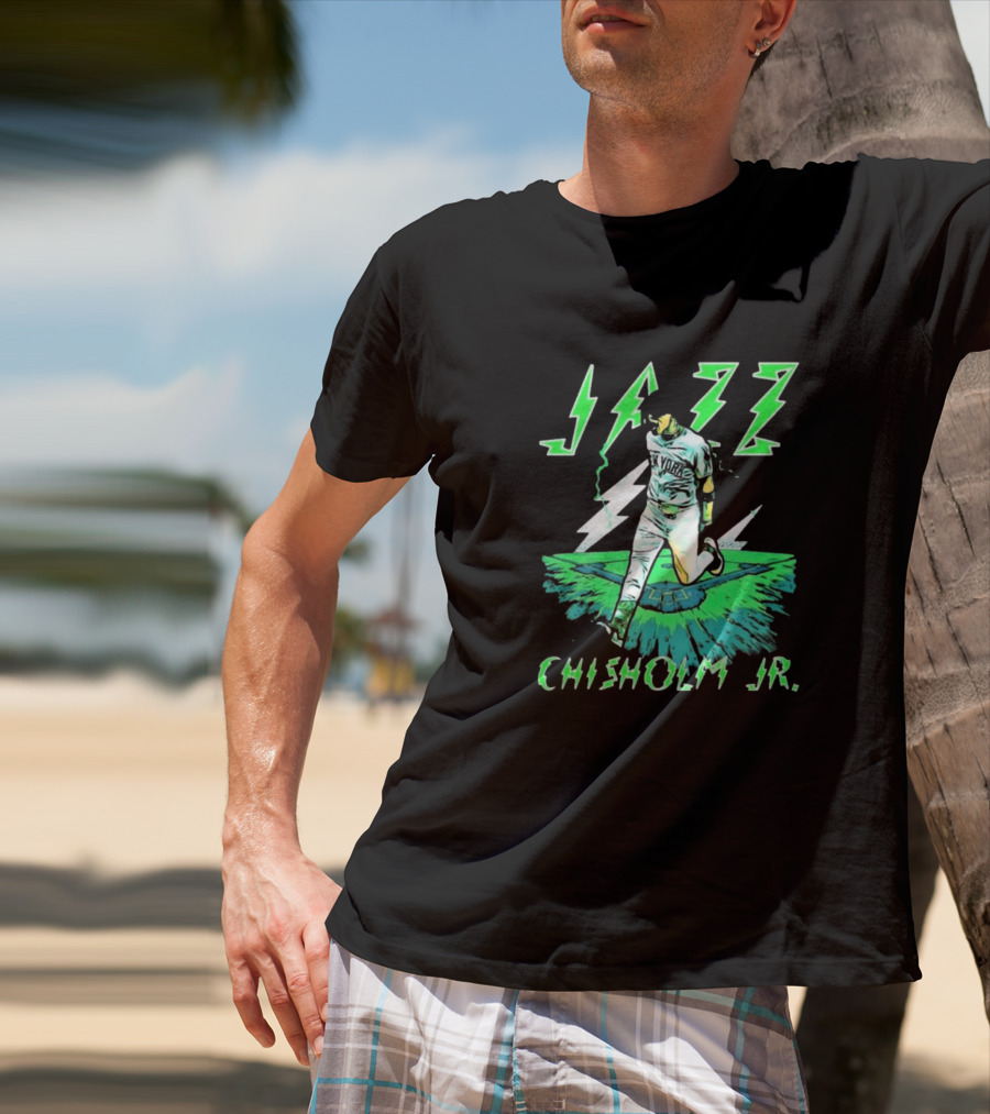Jazz Chisholm Jr. New York Yankees Electric Green MLB Painting T-Shirt