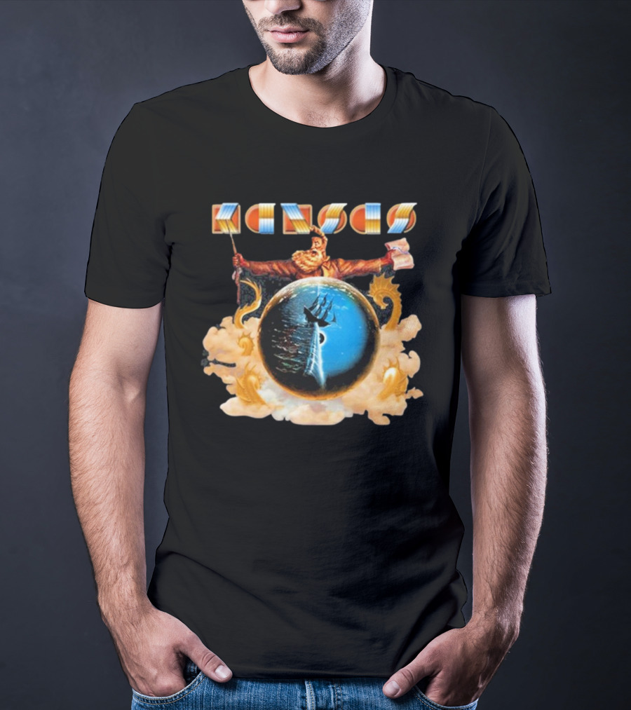 Kansas John Brown Nautical Ship In Storm Cloud Background T-Shirt