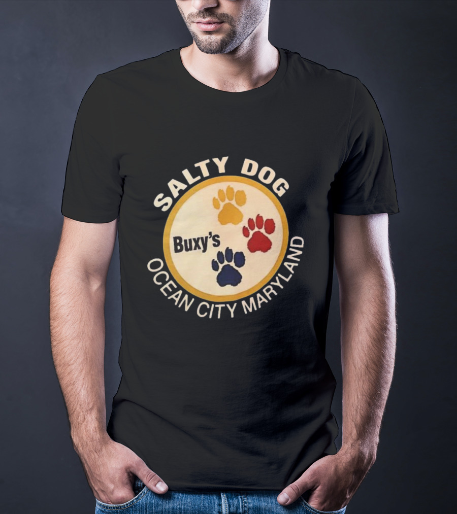 Salty Dog Buxy’s Ocean City Maryland Three Paw Prints T-Shirt