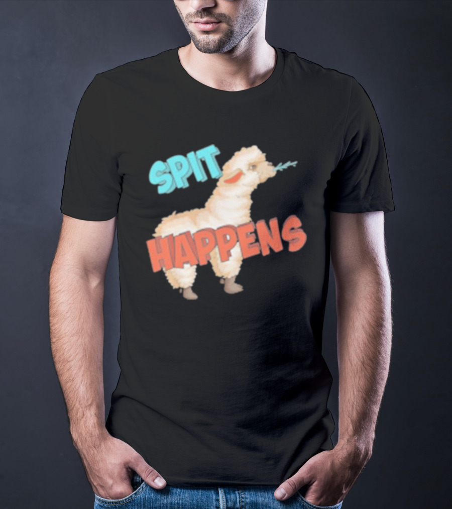 Spit Happens Llama Alpaca Chewing T-Shirt