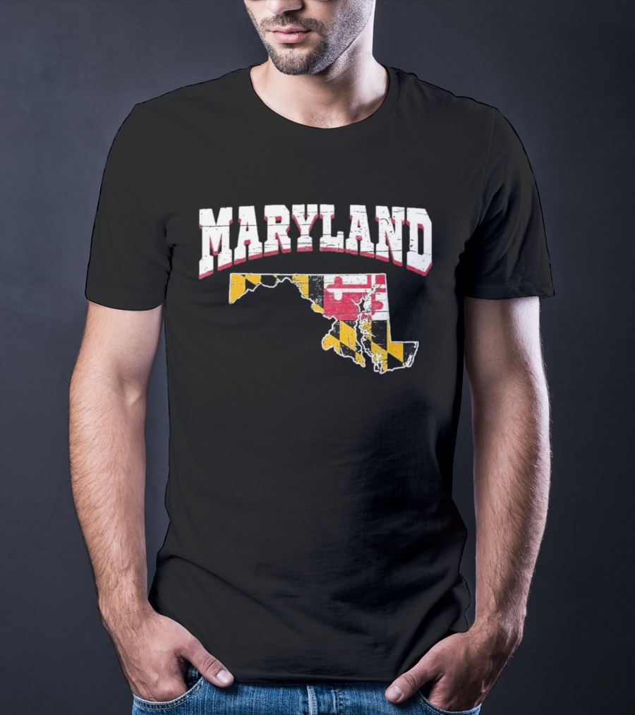 Maryland State Flag Map Proud Us Citizen America T-Shirt