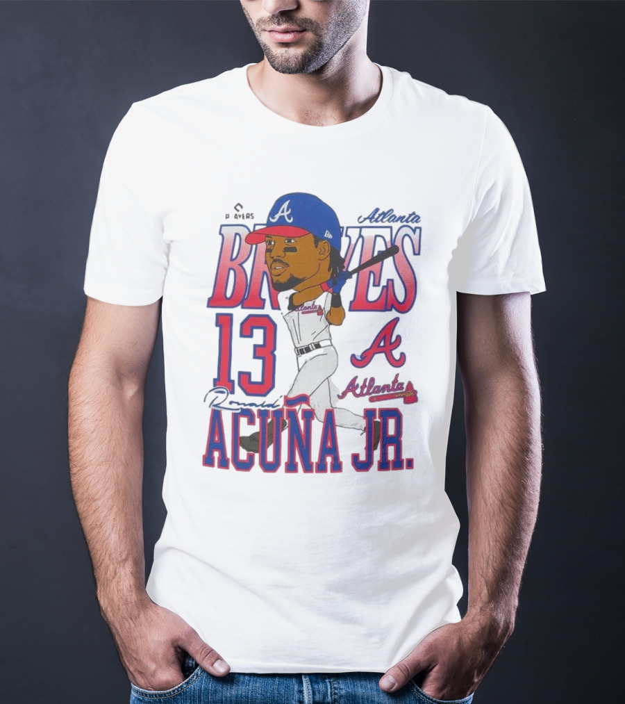 Atlanta Braves Ronald Acuña Jr. Caricature 13 Atlanta Baseball T-Shirt