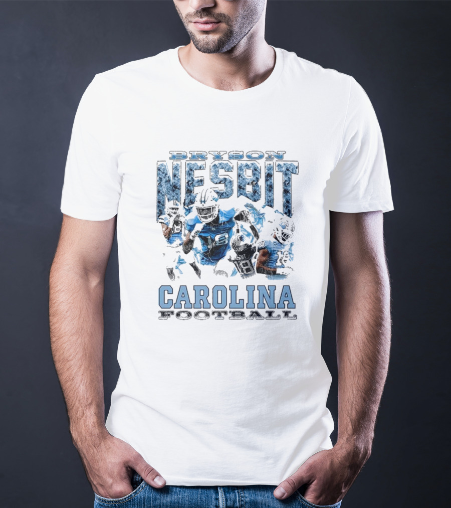 Bryson Nesbit Carolina Football Vintage Graphic Blue And Black T-Shirt