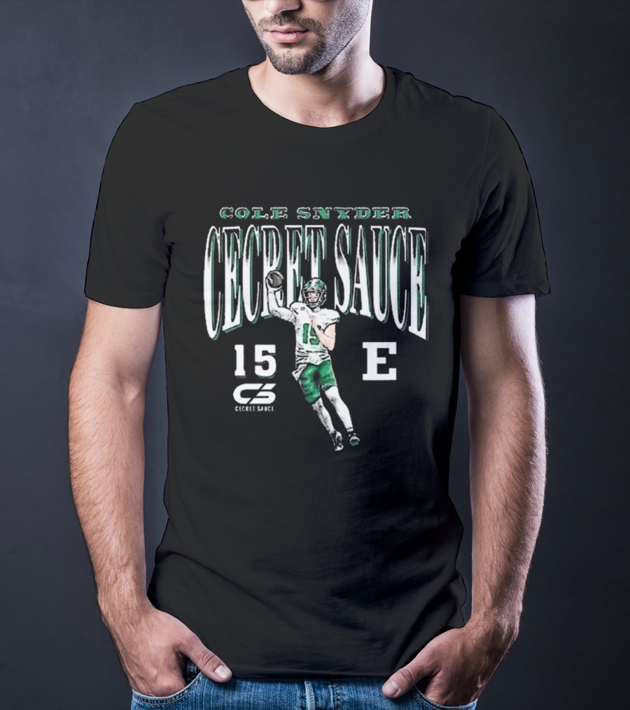 Cole Snyder Secret Sauce Number 15 Eastern Michigan Football T-Shirt