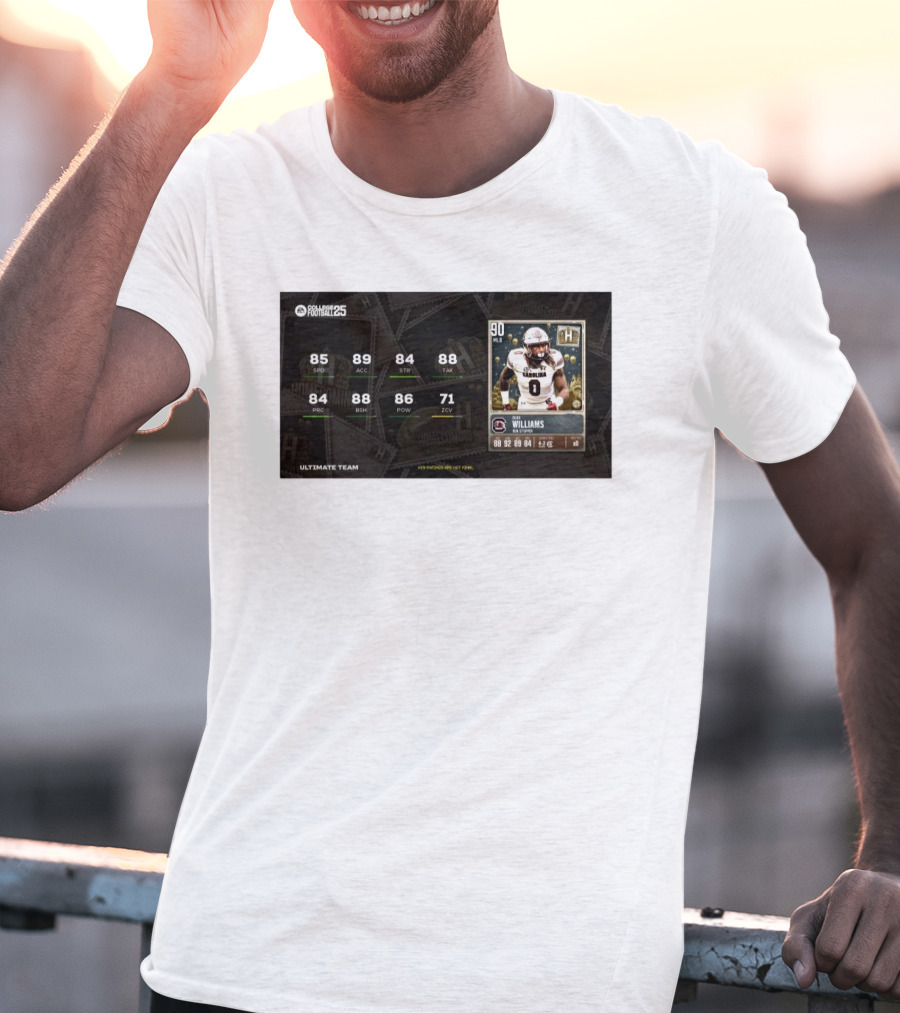 South Carolina Gamecocks Debo Williams Run Stopper Homecoming Key Ratings Madden NFL 25 Ultimate Team T-Shirt