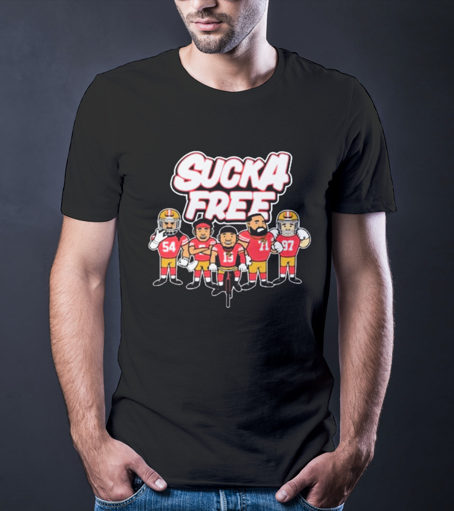 Sucka Free 5 San Francisco 49ers NFL Cartoon Players 54 13 71 97 T-Shirt