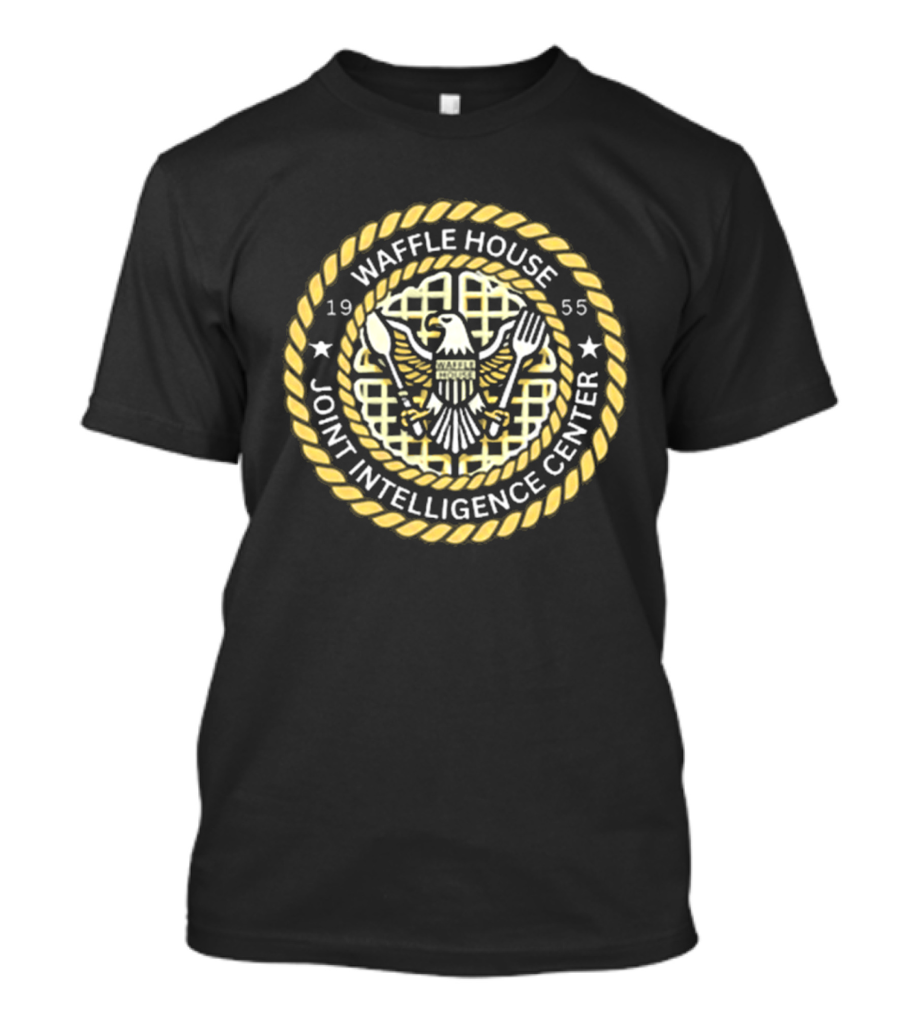 Waffle House Joint Intelligence Center 1955 Eagle Seal With Fork And Spoon T-Shirt