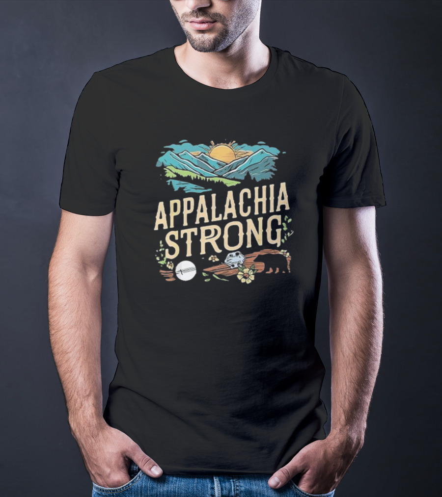 Appalachia Strong Mountain Sunrise Bear And Skull T-Shirt